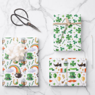 Feuille De Papier Cadeau Ensemble de 3 papiers d'emballage pour la Saint-Pa