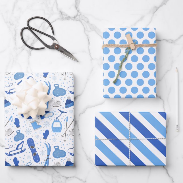 Feuille De Papier Cadeau Ensemble de 3 papiers d'emballage pour planche à n (Recto)