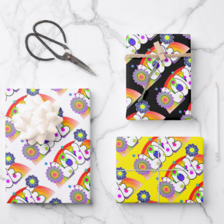 Feuille De Papier Cadeau Ensemble de 3 Rainbow Love 