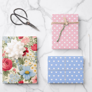 Feuille De Papier Cadeau Ensemble de Fleurs sauvages de pays anglais 3