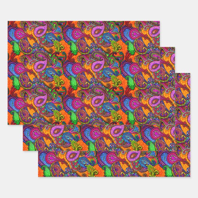 Feuille De Papier Cadeau Ensemble de guitares Amber Melange Paisley (Lot)