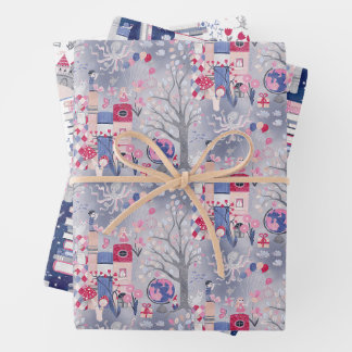 Feuille De Papier Cadeau Ensemble de livres de contes de Fairytale enchanté