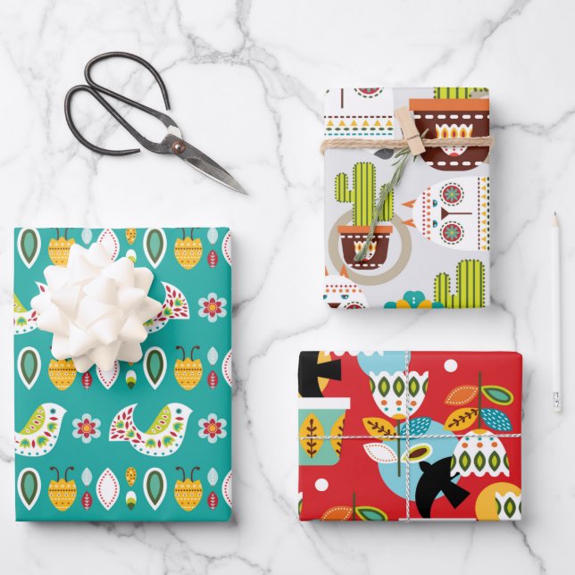 Feuille De Papier Cadeau Ensemble de Motifs Folklorico A (Recto)