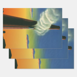 Feuille De Papier Cadeau Entreprise Vintage, Usine à Sifflet à Vapeur au Le