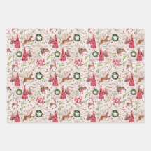 Enveloppe cadeau de la forêt de Noël rose, jeu de