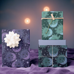 Feuille De Papier Cadeau Enveloppe cadeau de lune magique et étoiles   Cosm
