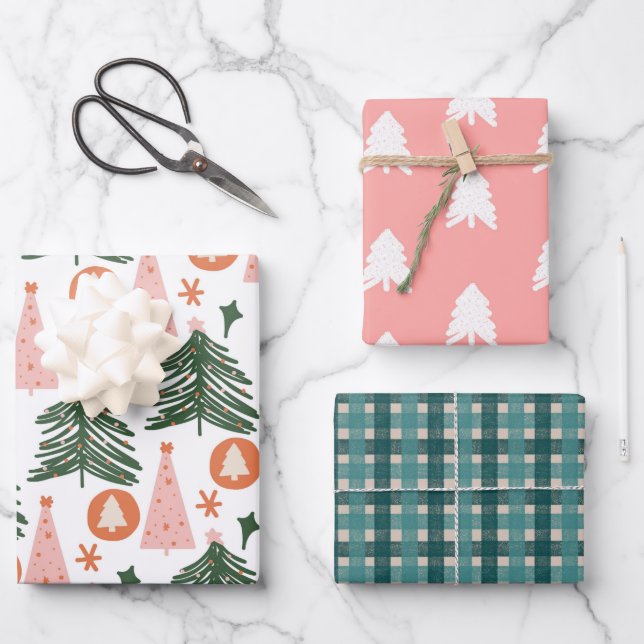 Feuille De Papier Cadeau Enveloppe cadeau de Noël Rustique Boho Motif (Recto)