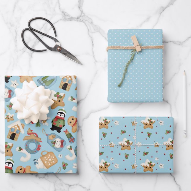Feuille De Papier Cadeau Enveloppe cadeau de pain de gingembre de Noël (Recto)