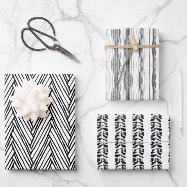 Feuille De Papier Cadeau Enveloppe cadeau noir et blanc (Recto)