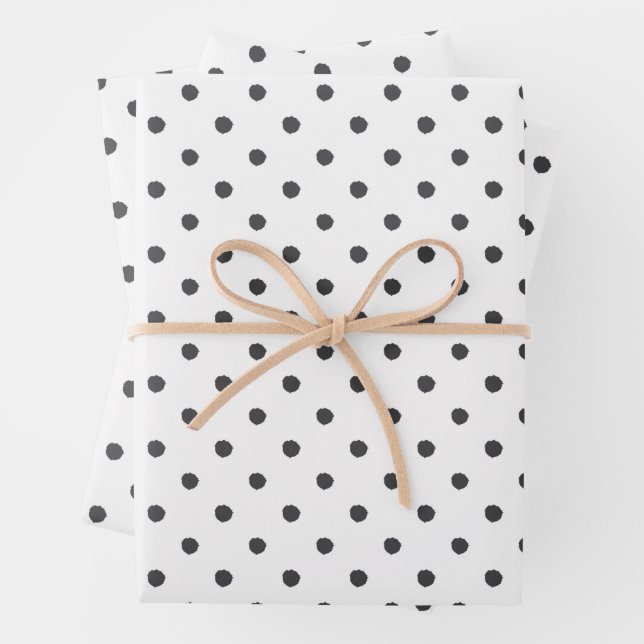 Feuille De Papier Cadeau Enveloppe cadeau point de peinture noire (En situation)