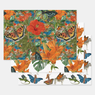 Feuille De Papier Cadeau Enveloppe cadeau pour animaux papillons tropicaux 