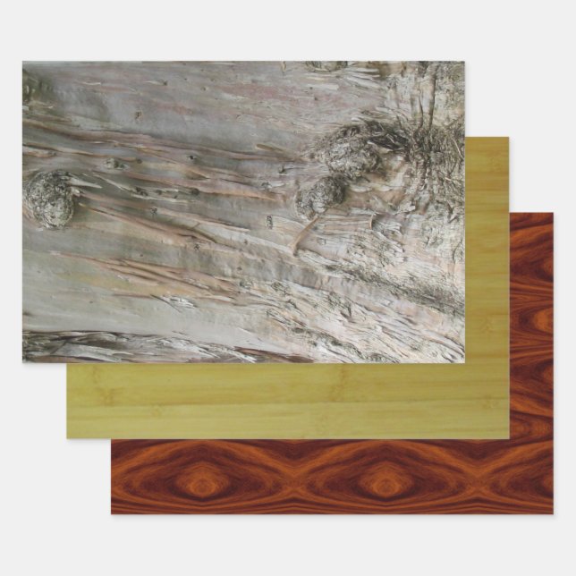 Feuille De Papier Cadeau Enveloppe cadeau - Trois bois différents (Lot)