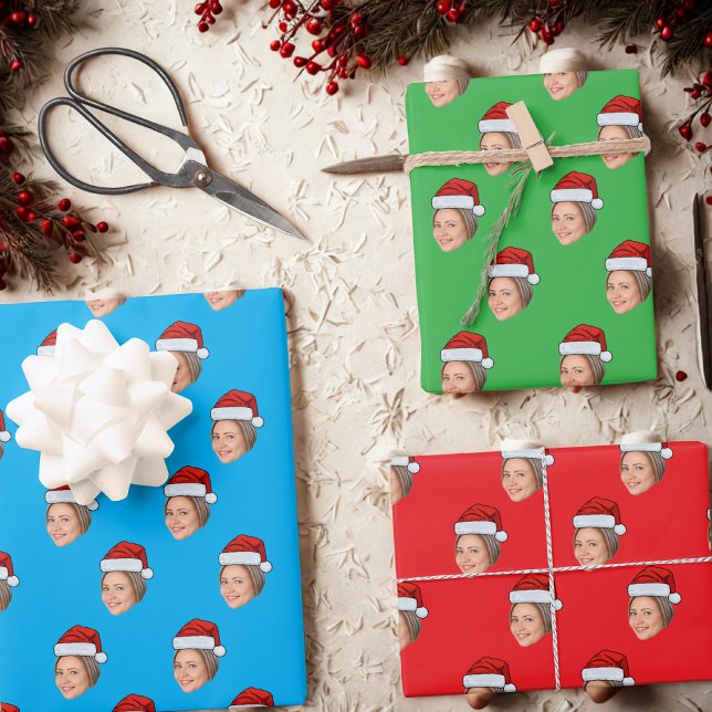 Feuille De Papier Cadeau Enveloppe cadeau visage personnalisé, Noël de Noël (Créateur téléchargé)