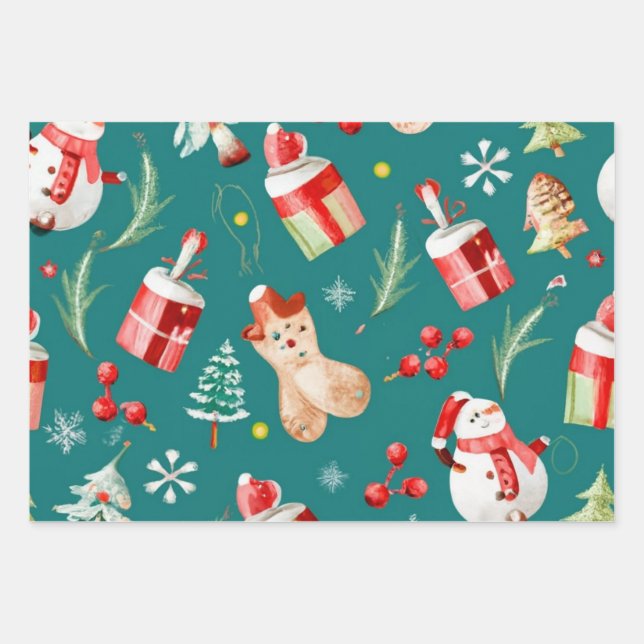 Feuille De Papier Cadeau Enveloppement Cadeau Noel sur mesure (Devant)