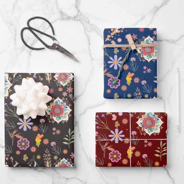 Feuille De Papier Cadeau Enveloppement élégant pour tous les cadeaux d'occa (Recto)