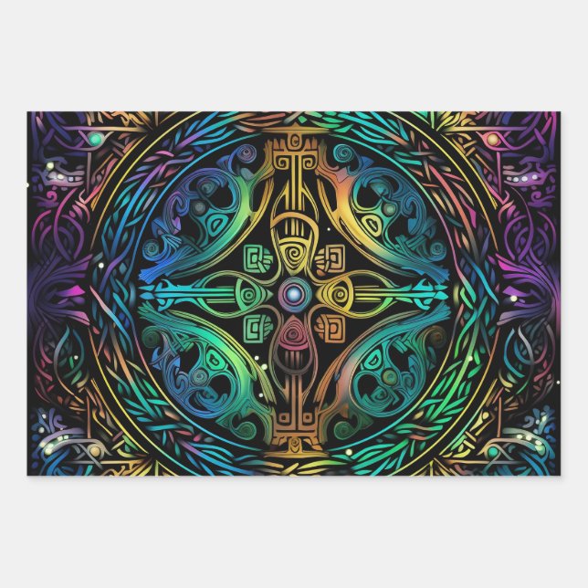 Feuille De Papier Cadeau Envelopper avec Wow : Conception graphique Abstrai (Devant)