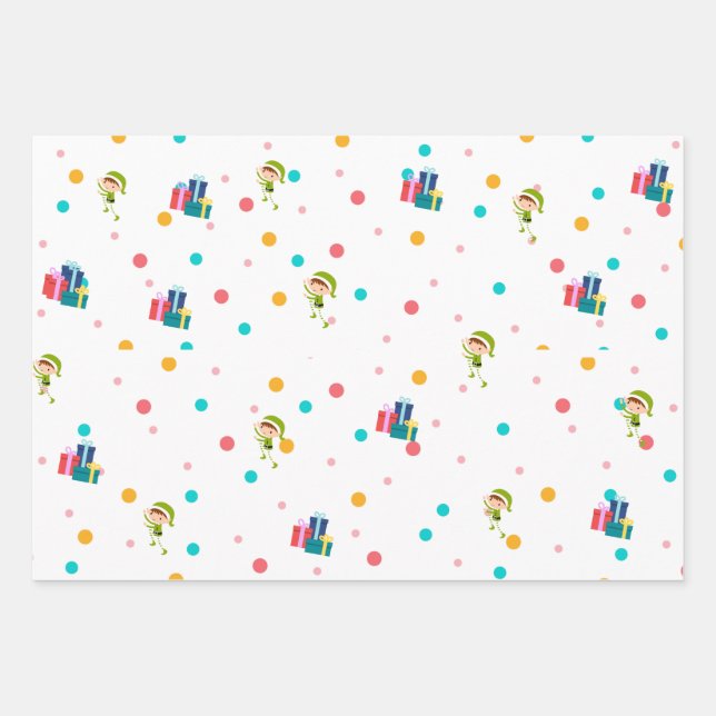 Feuille De Papier Cadeau Envelopper Elf Xmas (Devant)