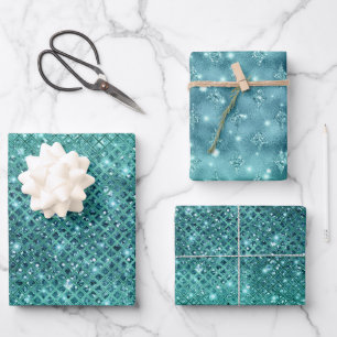 Feuille De Papier Cadeau Éperche verte Turquoise Aqua