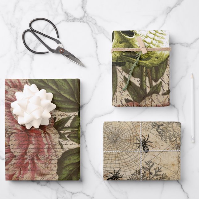 Feuille De Papier Cadeau Ephémère de crâne rouge Peony (Recto)