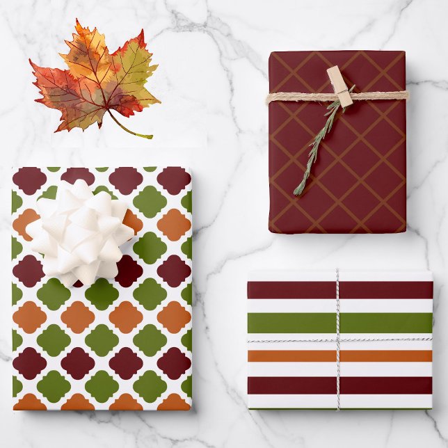 Feuille De Papier Cadeau Épice citrouille 3 Coordonnées Automne Automne Ann (Créateur téléchargé)
