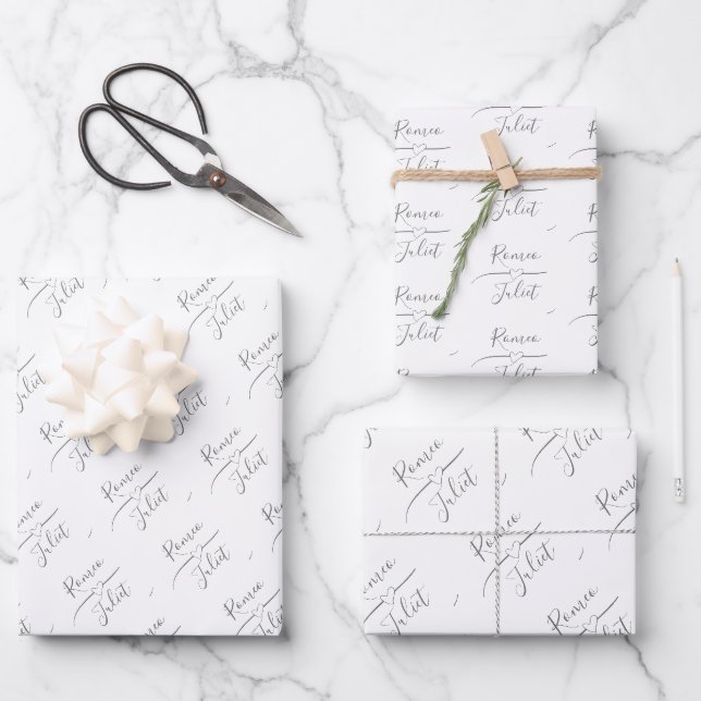 Feuille De Papier Cadeau Épouse personnalisée et blanc de la pièce (Recto)