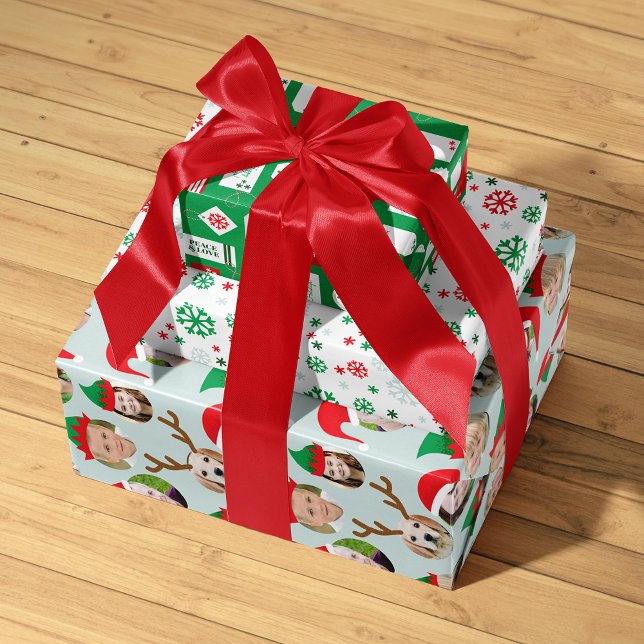 Feuille De Papier Cadeau Équipage de Noël Six Photo Custom (Créateur téléchargé)