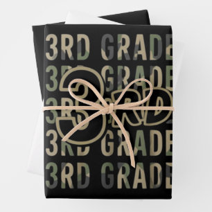 Feuille De Papier Cadeau Équipe camouflage 3e année Équipe de retour à l'éc