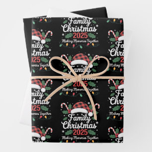 Feuille De Papier Cadeau Équipe de Noël familiale 2025 Groupe familial à co