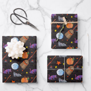 Feuille De Papier Cadeau Eric Carle   Caterpillar Black Halloween Motif
