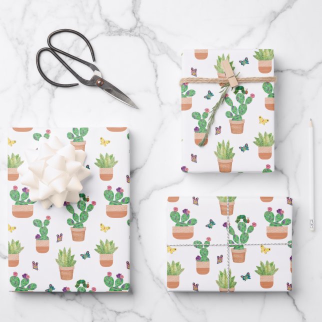 Feuille De Papier Cadeau Eric Carle | Caterpillar, Cactus et Papillon Pa (Recto)
