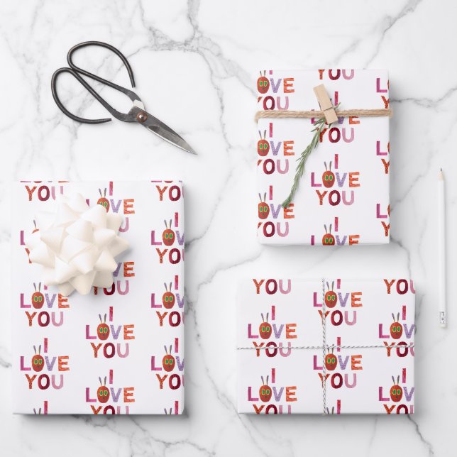 Feuille De Papier Cadeau Eric Carle | Caterpillar I Love You (Recto)