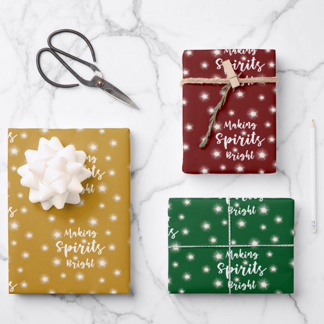 Feuille De Papier Cadeau ESPRITS DE Noël BRILLANTS Fairy Lights (Recto)