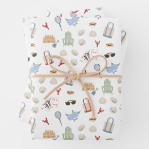 Feuille De Papier Cadeau Été En Nouvelle-Angleterre Famille Côtière Vacance