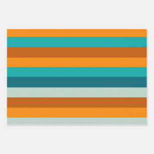 Feuille De Papier Cadeau Été Grandes Motifs Turquoise Aqua Orange