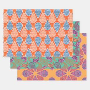 Feuille De Papier Cadeau Ethnique, Motif indien