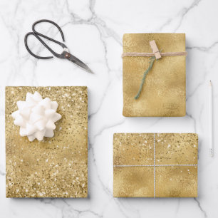 Feuille De Papier Cadeau Étincelle de Parties scintillant d'or