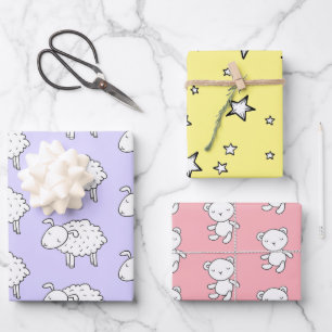 FEUILLE DE PAPIER CADEAU ÉTOILE DE MOUCHES À LA MAIN ET PASSAGE DE CADEAUX 