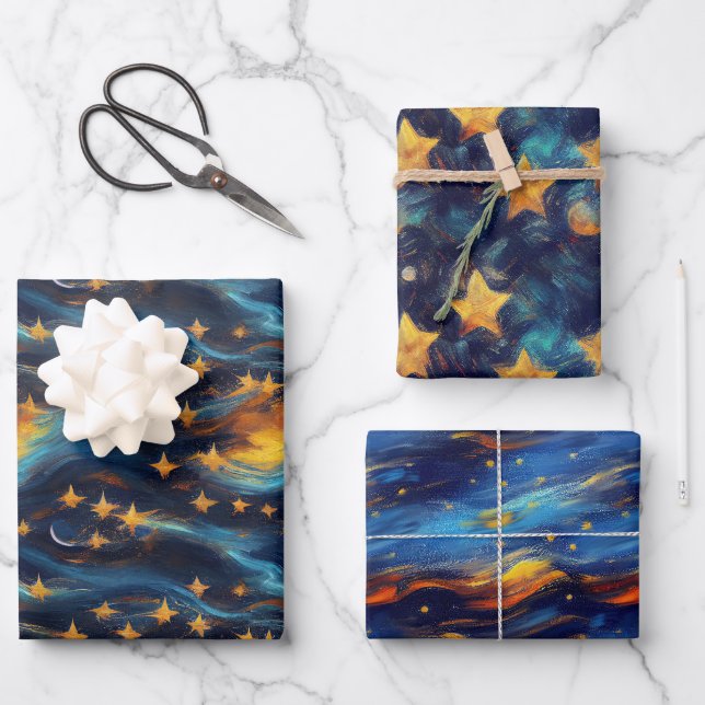 Feuille De Papier Cadeau Étoiles de minuit (Recto)