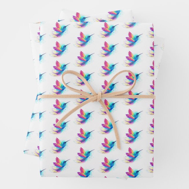 Feuille De Papier Cadeau Exotic Rainbow Hummingbird (En situation)