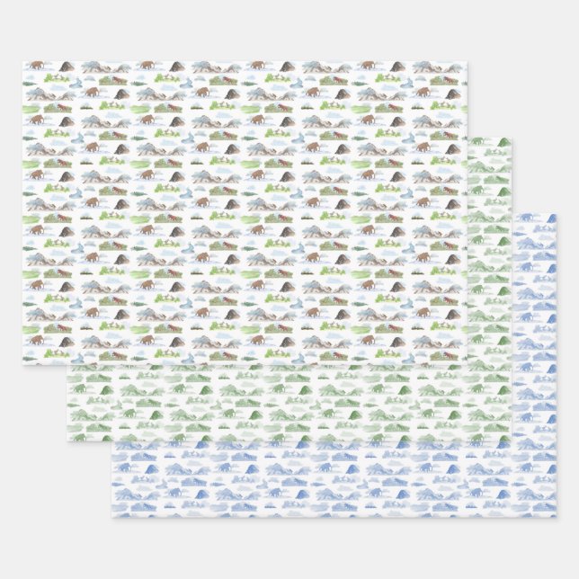 Feuille De Papier Cadeau Extinct Animal Toile Wrapping Paper  (Lot)