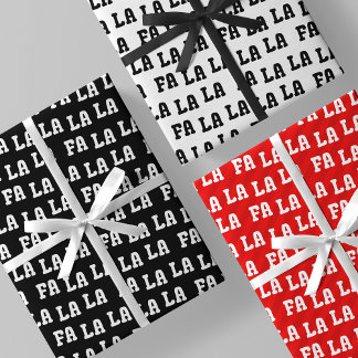Feuille De Papier Cadeau Fa La La La Black, White & Red Chic, Stylish & Fun
