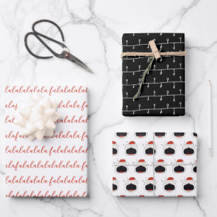 Feuille De Papier Cadeau Fa Noir & Blanc Moderne La La La La Chant Chat