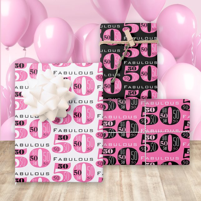 Feuille De Papier Cadeau Fabuleux 50 anniversaire (Créateur téléchargé)