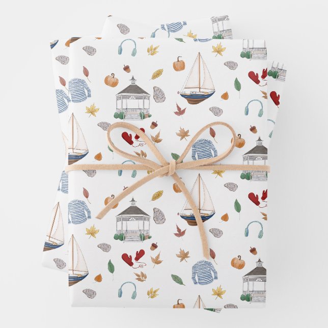 Feuille De Papier Cadeau Fairfield Connecticut Automne en Nouvelle-Angleter (En situation)
