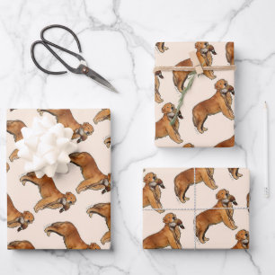 Feuille De Papier Cadeau Faisan Golden Retriever