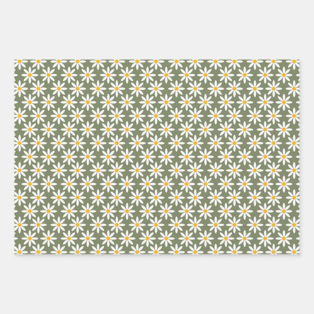 Feuille De Papier Cadeau Faisceaux verts de série rétros Motif floral (Devant)