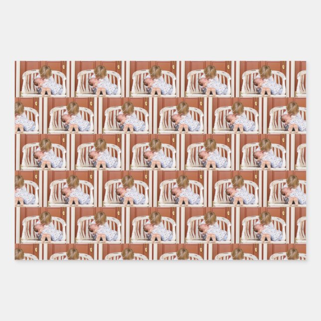 Feuille De Papier Cadeau Faites votre propre Motif photo personnalisé (Devant)