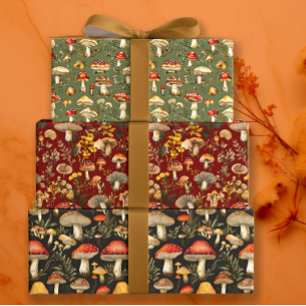 Feuille De Papier Cadeau Fall Cottagecore Mushroom Trio
