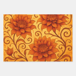 Feuille De Papier Cadeau Fall Dahlia Sunrise & Sunset Wrapping Paper