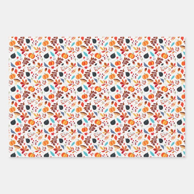 Feuille De Papier Cadeau Fall Pumpkin & Leaf (Devant)